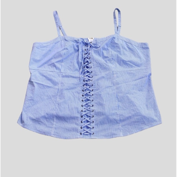 NWT Torrid Blue/white striped Poplin lace up cami size 5x - Picture 10 of 11